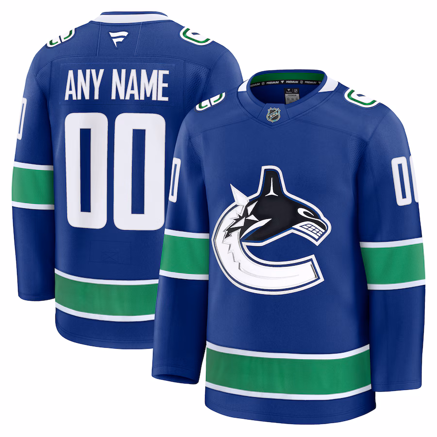 Men's Vancouver Canucks Fanatics Blue Home Premium Custom Jersey - Jersey