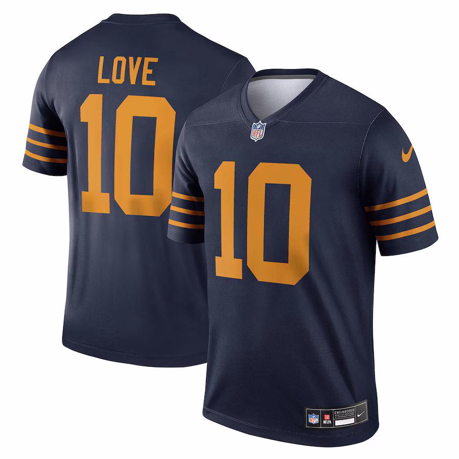 Men's Green Bay Packers Jordan Love Nike Navy The 1923 Classic Legend Player Dri-FIT Top - Jersey