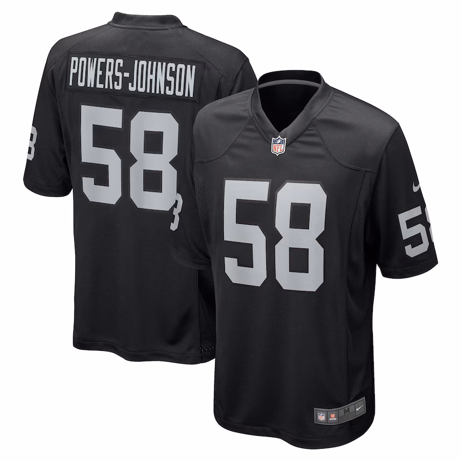 Men's Las Vegas Raiders Jackson Powers-Johnson Nike  Black Team Game Jersey - Jersey