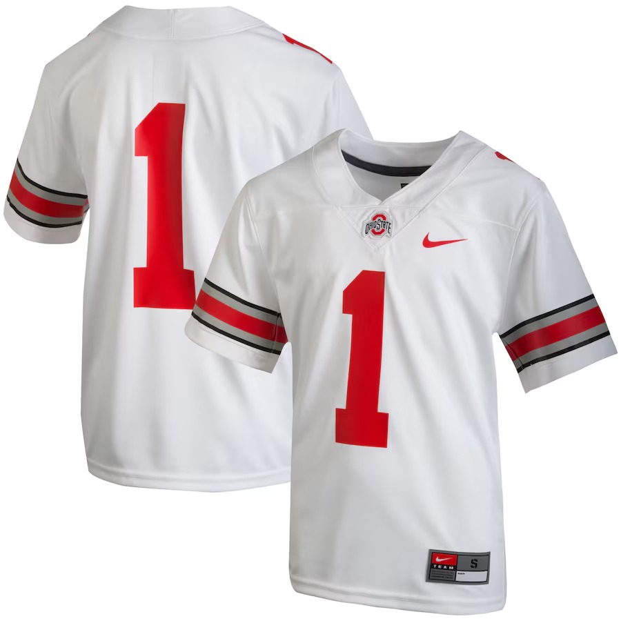 Youth Nike #1 White Ohio State Buckeyes Team Replica Football Jersey - Jersey