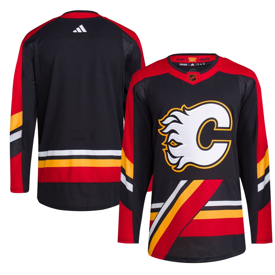 Men's Calgary Flames adidas Black Reverse Retro 2.0 Authentic Blank Jersey - Jersey