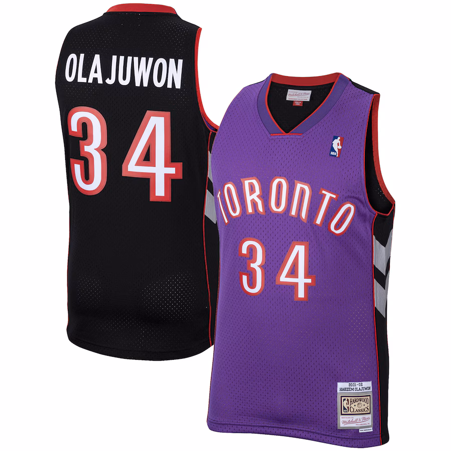Men's Toronto Raptors Hakeem Olajuwon Mitchell & Ness Purple 2001/02 Hardwood Classics Swingman Jersey - Jersey