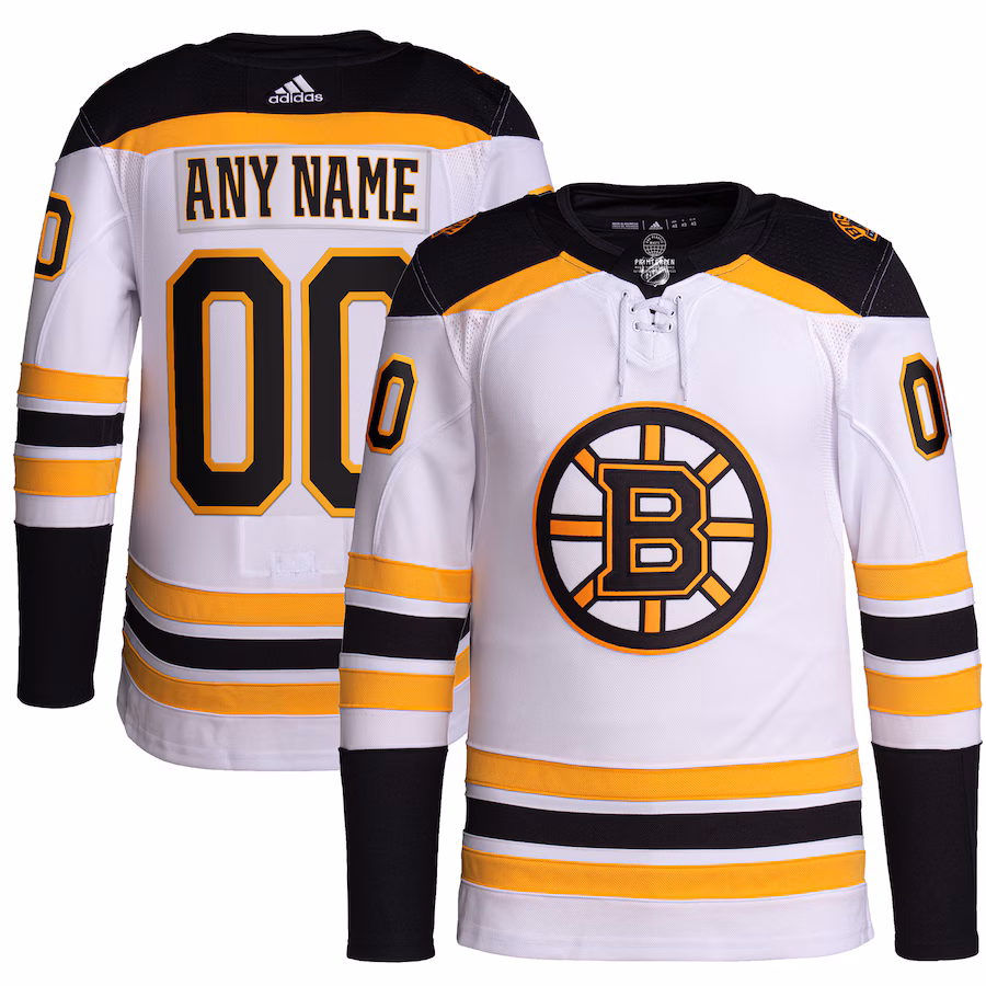 Men's Boston Bruins adidas White Away Primegreen Authentic Custom Jersey - Jersey