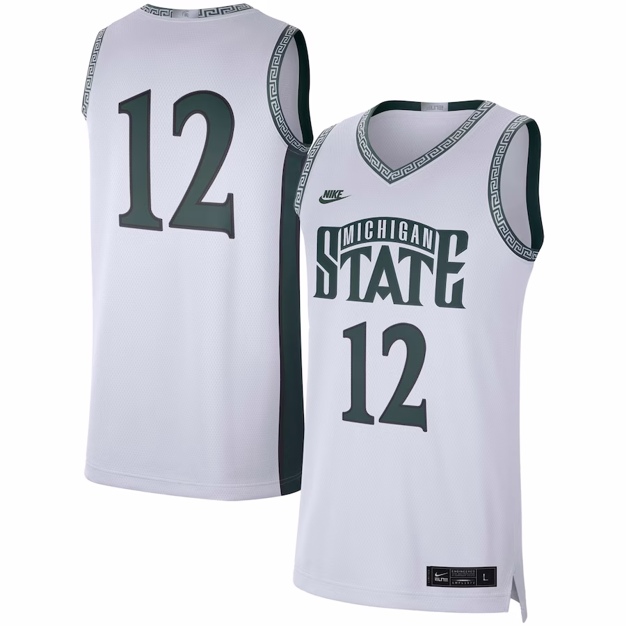 #12 Michigan State Spartans Nike Limited Retro Basketball Jersey - White - Jersey