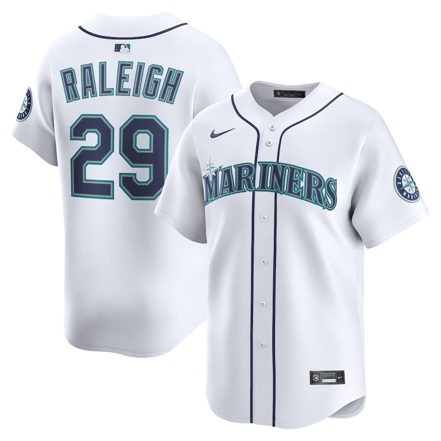 Men's Seattle Mariners Cal Raleigh Nike White Alternate Limited Player Jersey - Jersey