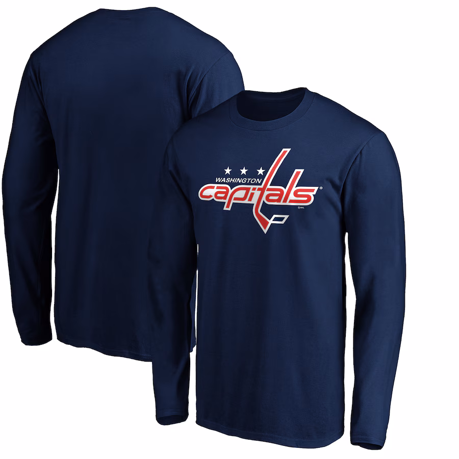 Men's Washington Capitals Navy Primary Logo Long Sleeve T-Shirt - Jersey