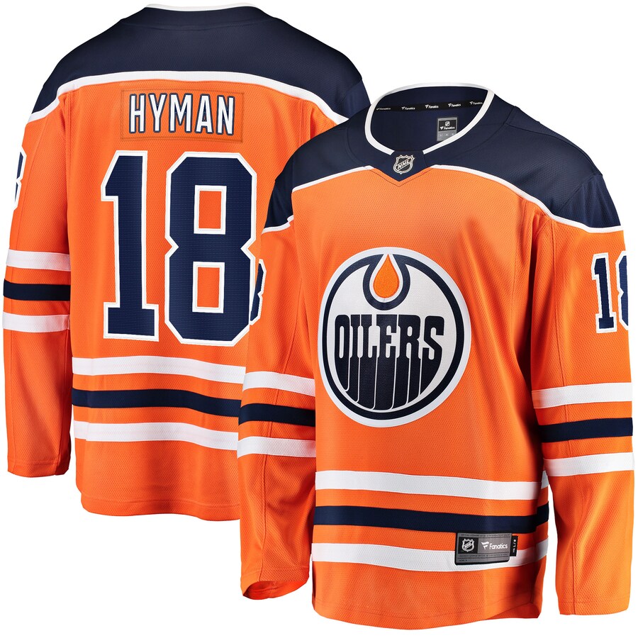 Men's Edmonton Oilers Zach Hyman Fanatics Branded Orange Breakaway Player Jersey - Jersey