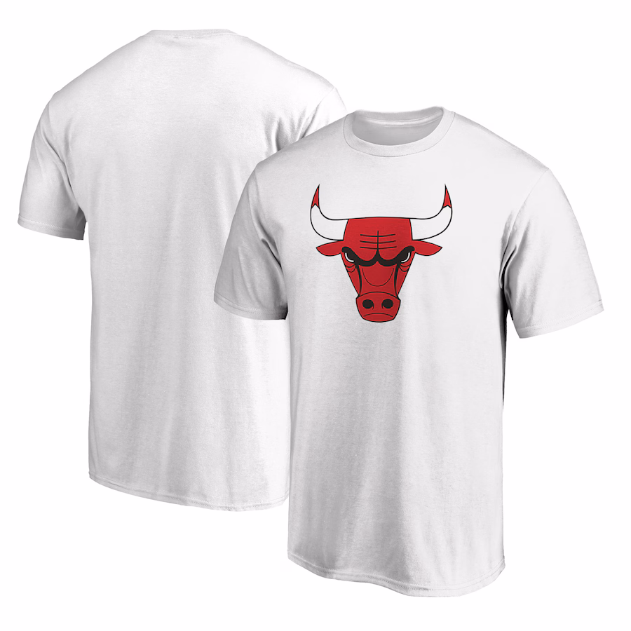 Men's Chicago Bulls White Primary Mascot Logo T-Shirt - Jersey