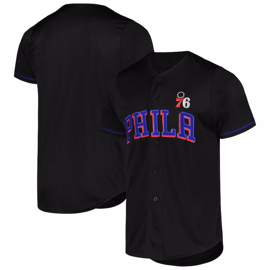 Men's Philadelphia 76ers Fanatics Black Pop Baseball Jersey - Jersey