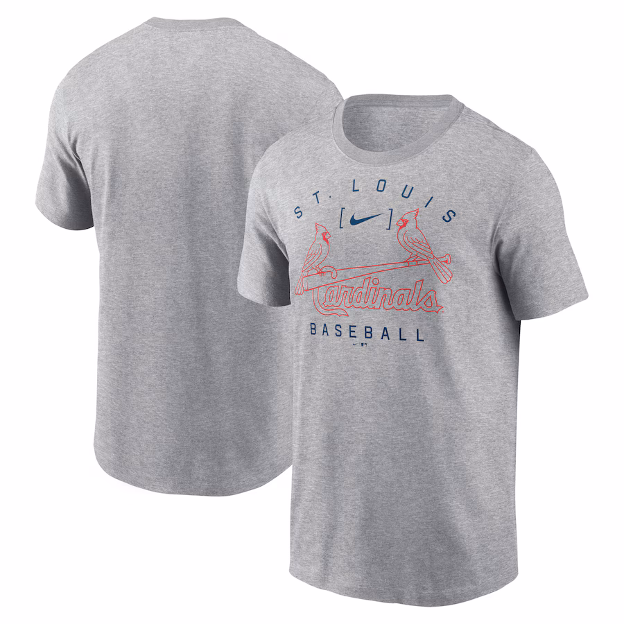 Men's St. Louis Cardinals Nike Heather Gray Home Team Athletic Arch T-Shirt - Jersey