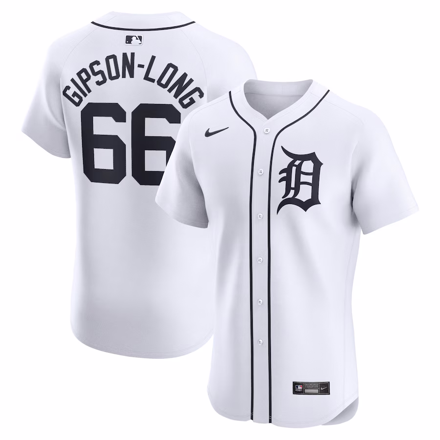 Men's Detroit Tigers Sawyer Gipson-Long Nike White Home Elite Player Jersey - Jersey