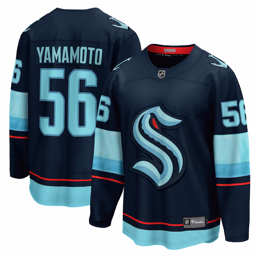 Men's Seattle Kraken Kailer Yamamoto Fanatics Deep Sea Blue Home Breakaway Player Jersey - Jersey