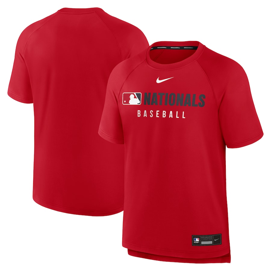 Men's Washington Nationals Nike Red Authentic Collection Pregame Raglan Performance T-Shirt - Jersey