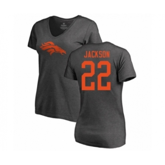 Football Women's Denver Broncos #22 Kareem Jackson Ash One Color T-Shirt - Jersey