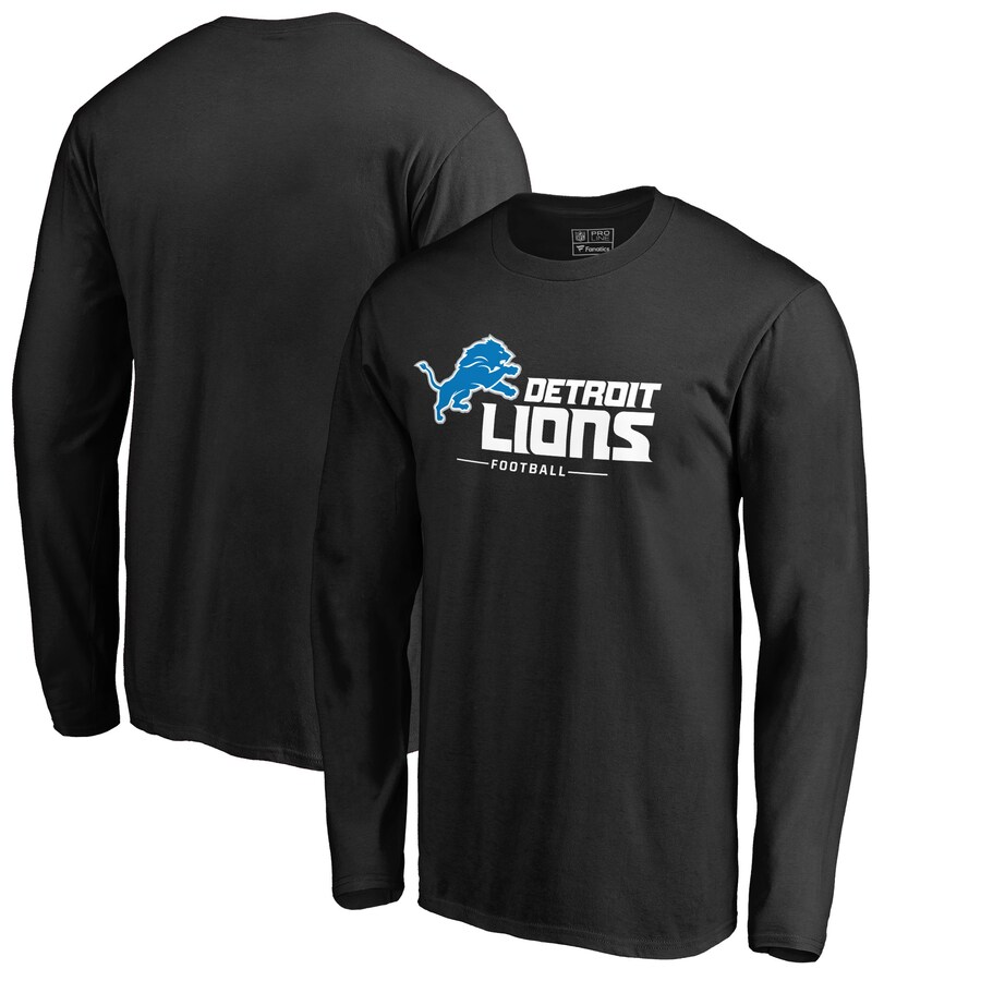 Men's Detroit Lions Black Team Lockup II Long Sleeve T-Shirt - Jersey