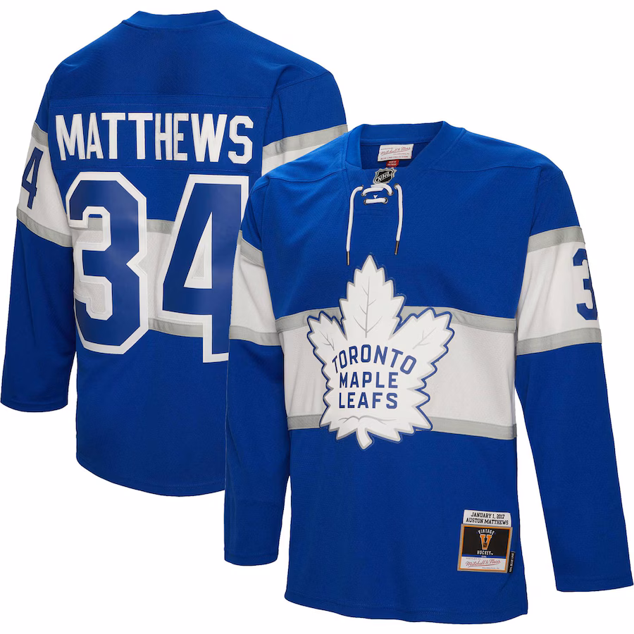 Men's Toronto Maple Leafs Auston Matthews Mitchell & Ness Blue 2017 Winter Classic Blue Line Player Jersey - Jersey