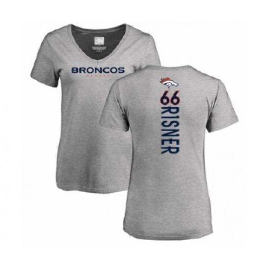 Football Women's Denver Broncos #66 Dalton Risner Ash Backer V-Neck T-Shirt - Jersey