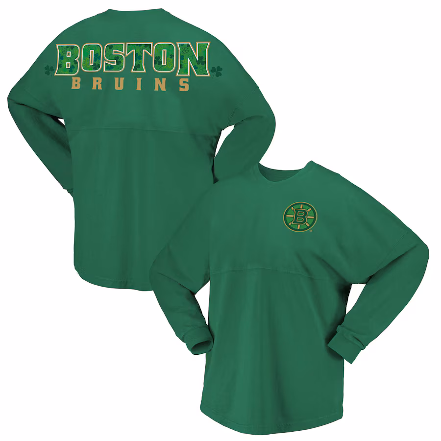 Women's Boston Bruins Fanatics Kelly Green St. Patrick's Day Spirit Jersey T-Shirt - Jersey