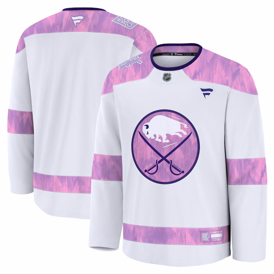 Men's Buffalo Sabres Fanatics White 2024 Hockey Fights Cancer Practice Jersey - Jersey