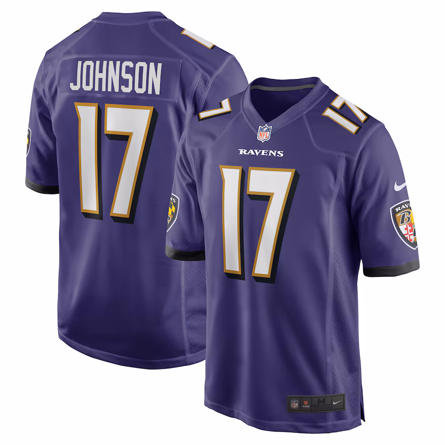 Men's Baltimore Ravens Josh Johnson Nike Purple Team Game Jersey - Jersey