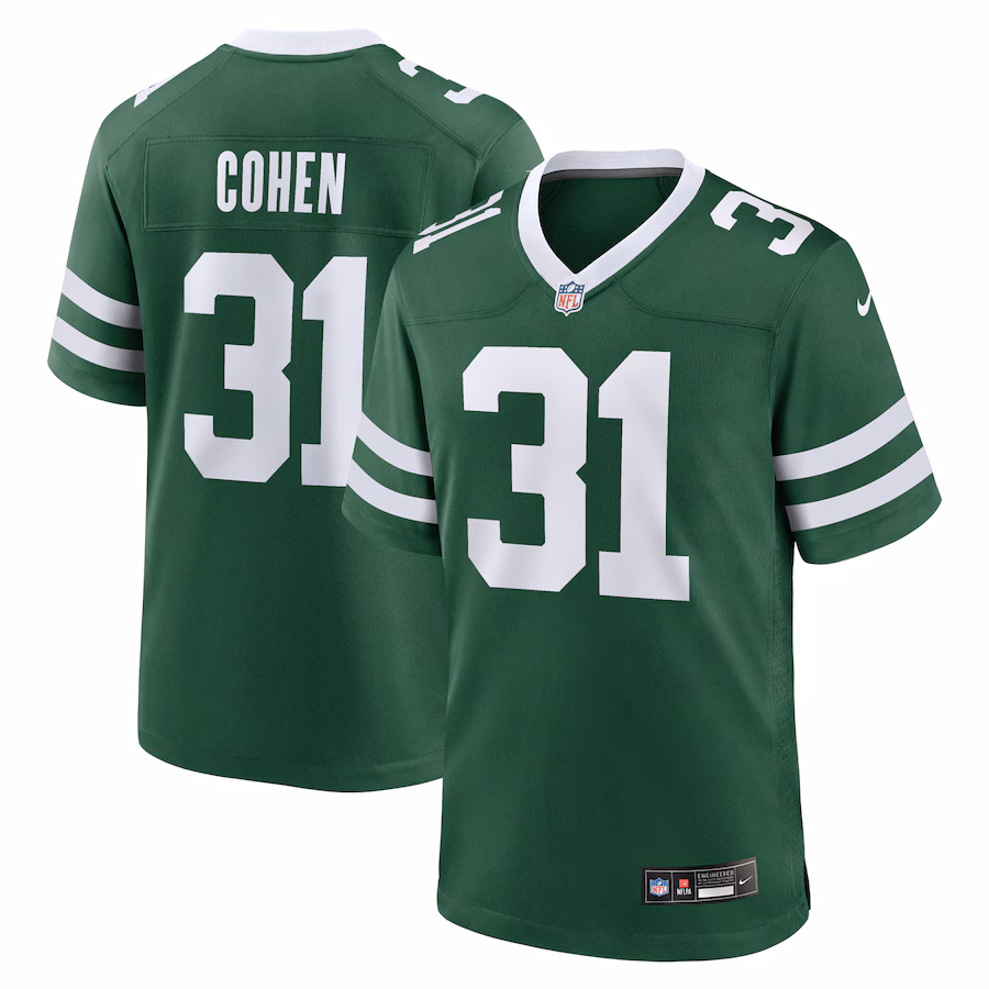 Men's New York Jets Tarik Cohen Nike Legacy Green Team Game Jersey - Jersey