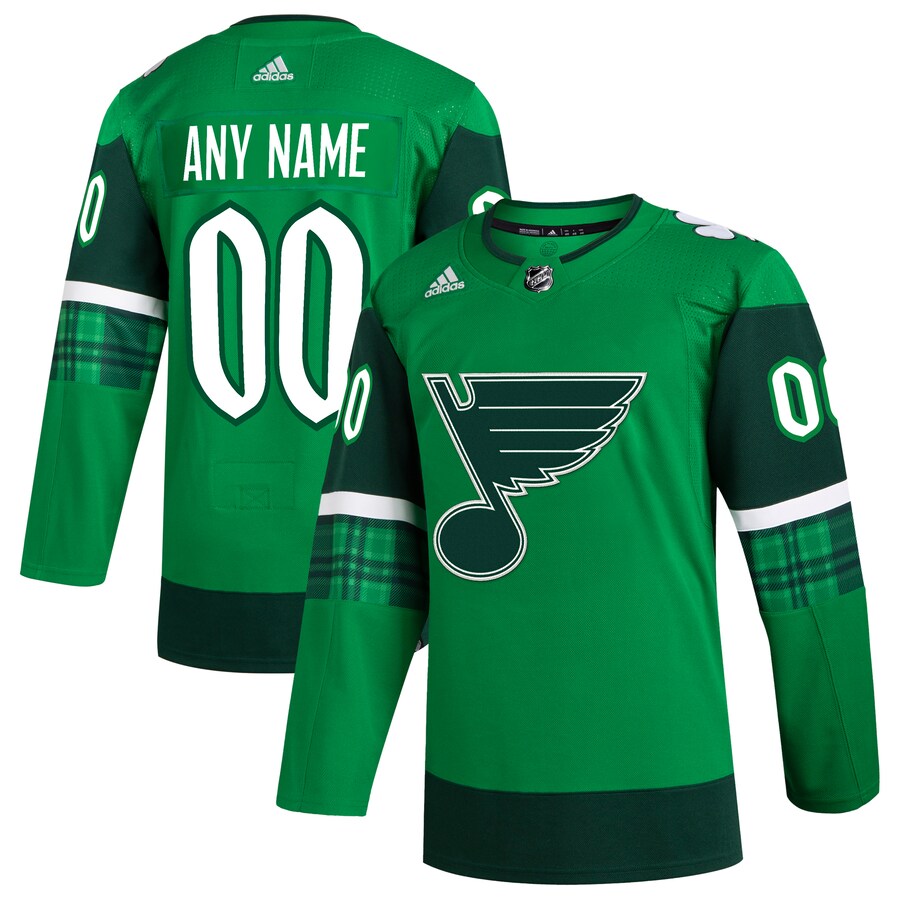 Men's St. Louis Blues  adidas Kelly Green St. Patrick's Day Authentic Custom Jersey - Jersey