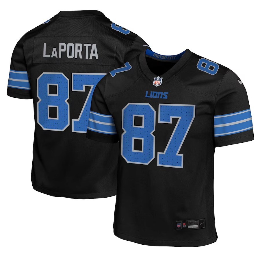 Youth Detroit Lions Sam LaPorta Nike Black Alternate Player Game Jersey - Jersey