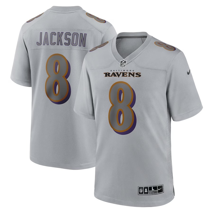 Men's Baltimore Ravens Lamar Jackson Nike Gray Atmosphere Fashion Game Jersey - Jersey