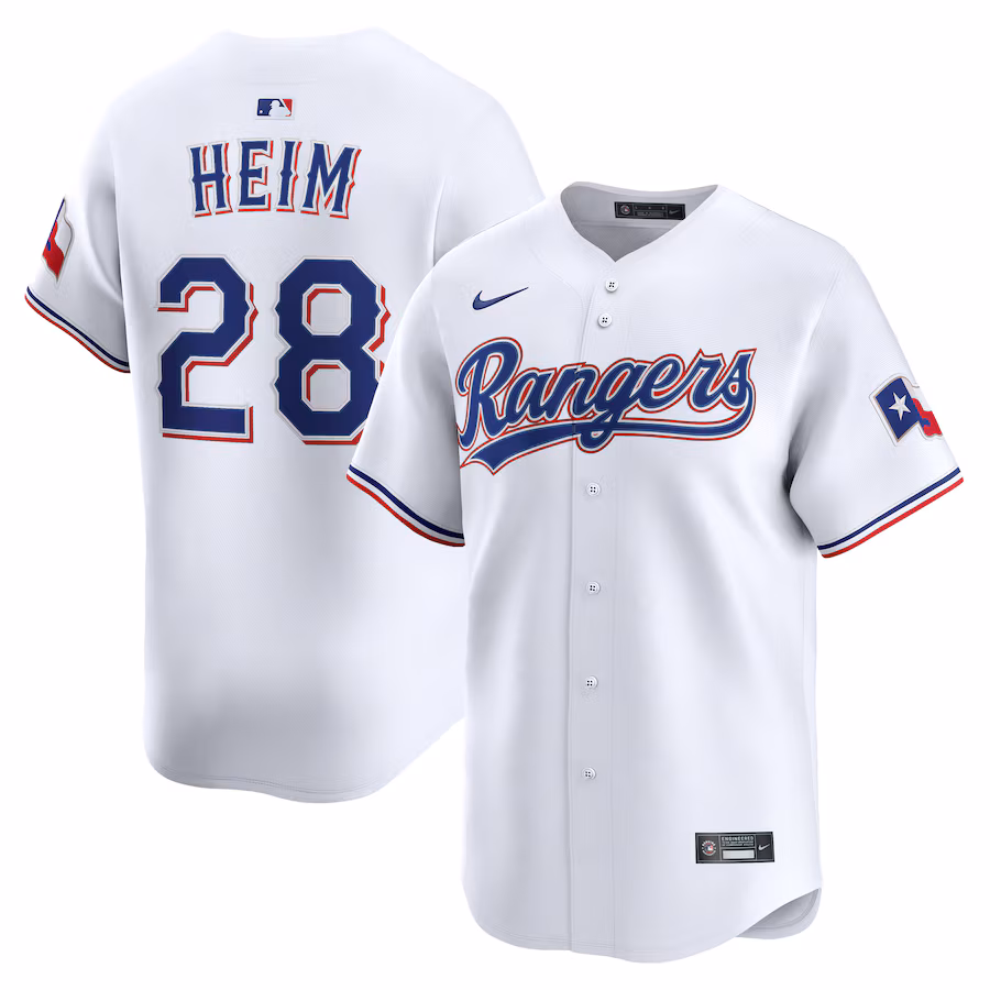 Men's Texas Rangers Jonah Heim Nike White Alternate Limited Player Jersey - Jersey