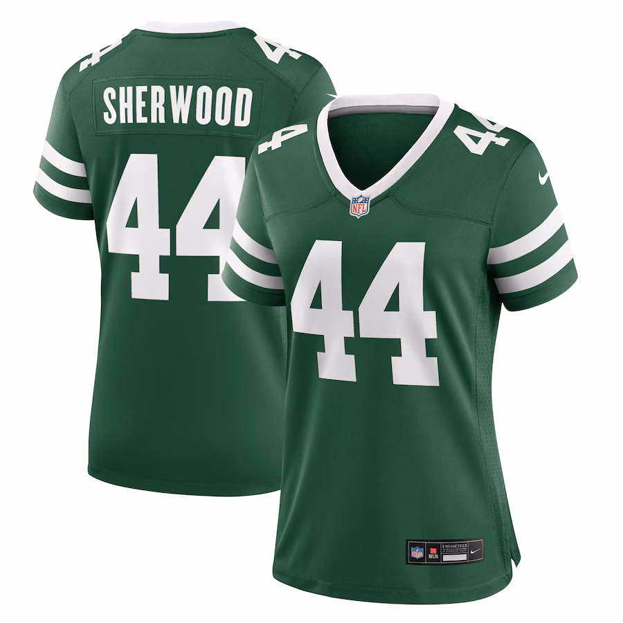 Women's New York Jets Jamien Sherwood Nike Legacy Green Team Game Jersey - Jersey
