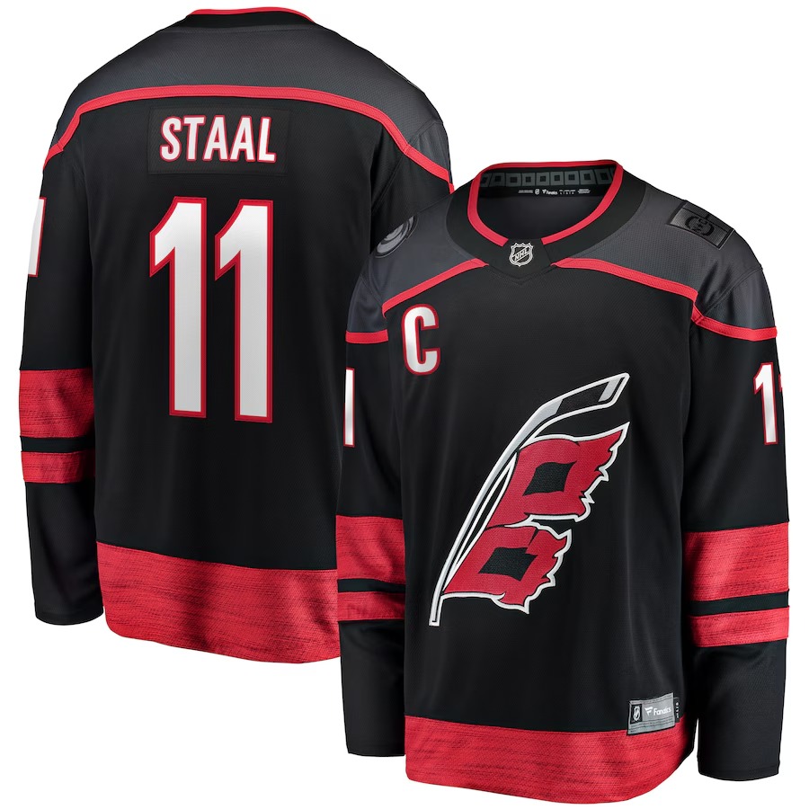 Men's Carolina Hurricanes Jordan Staal Fanatics Black Home Captain Patch Breakaway Player Jersey - Jersey