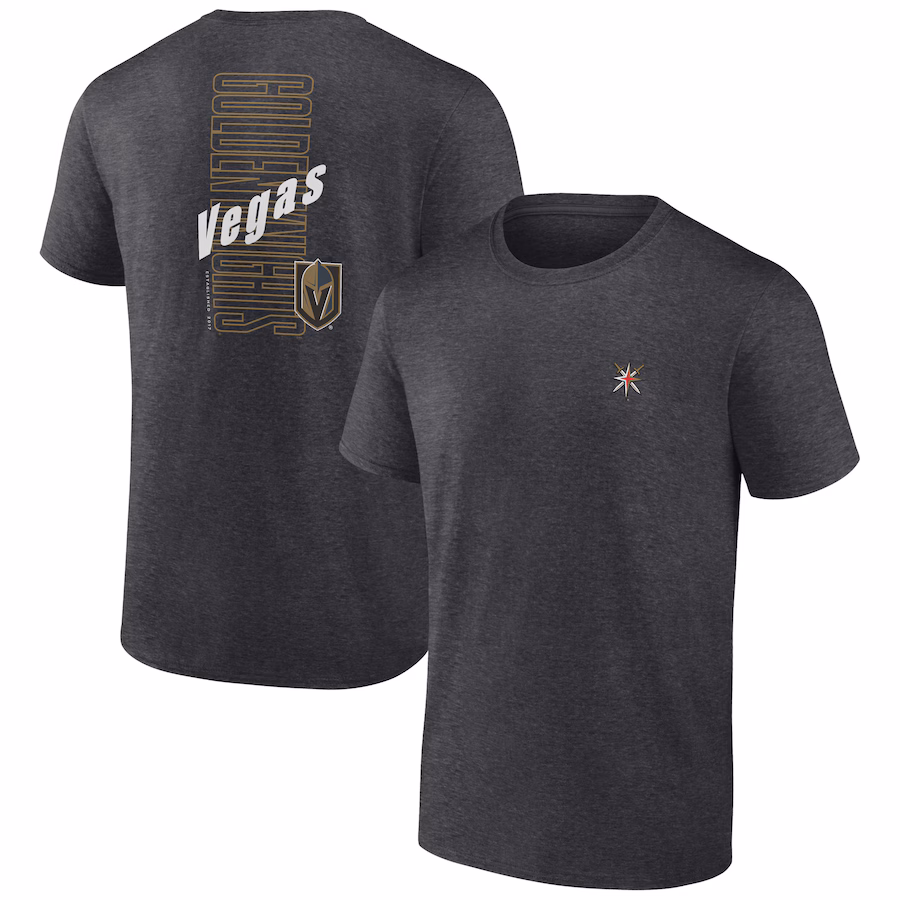Men's Vegas Golden Knights Fanatics Heather Charcoal Backbone T-Shirt - Jersey