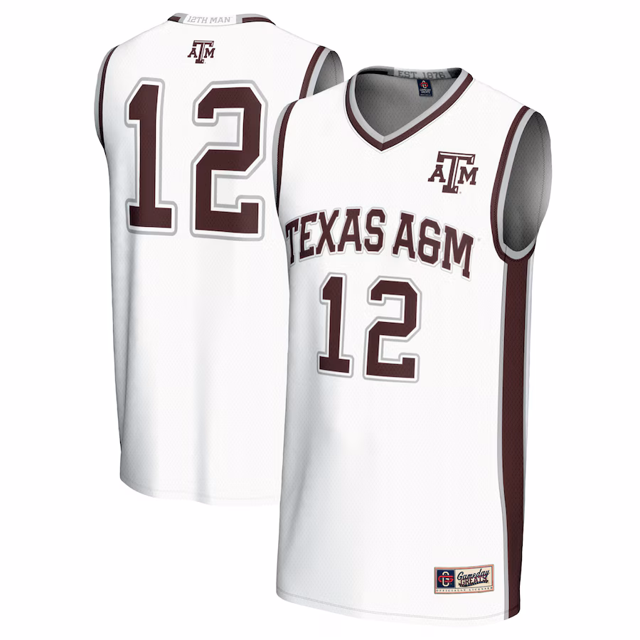 Youth GameDay Greats #12 White Texas A&M Aggies Basketball Lightweight Fashion Jersey - Jersey