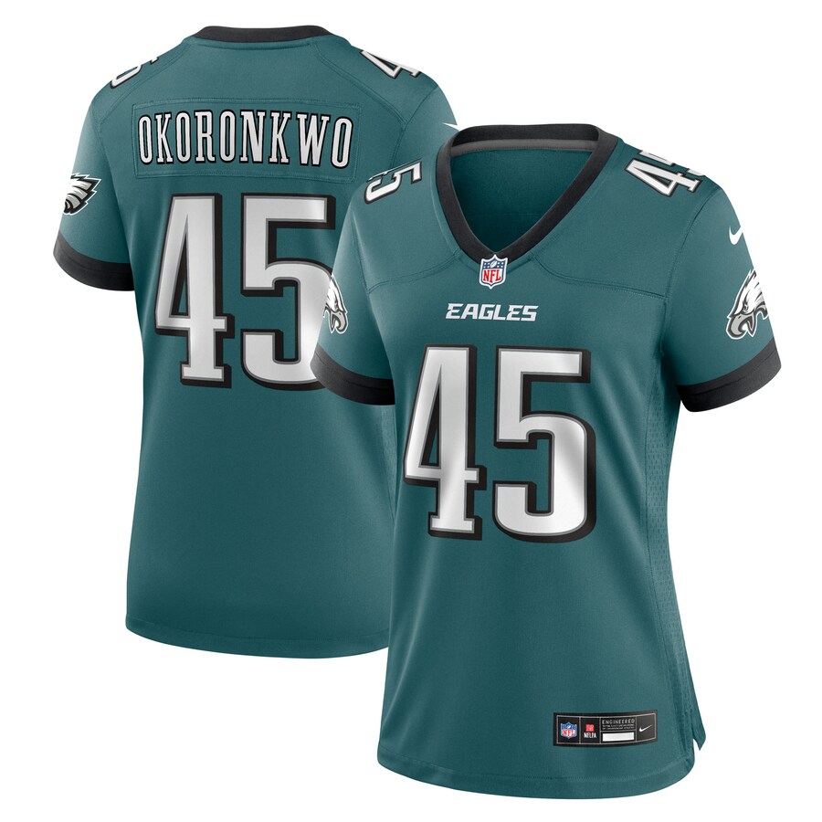 Women's Philadelphia Eagles Ogbonnia Okoronkwo Nike Midnight Green Team Game Jersey - Jersey