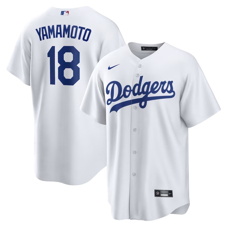 Men's Los Angeles Dodgers Yoshinobu Yamamoto Nike White Home Replica Player Jersey - Jersey