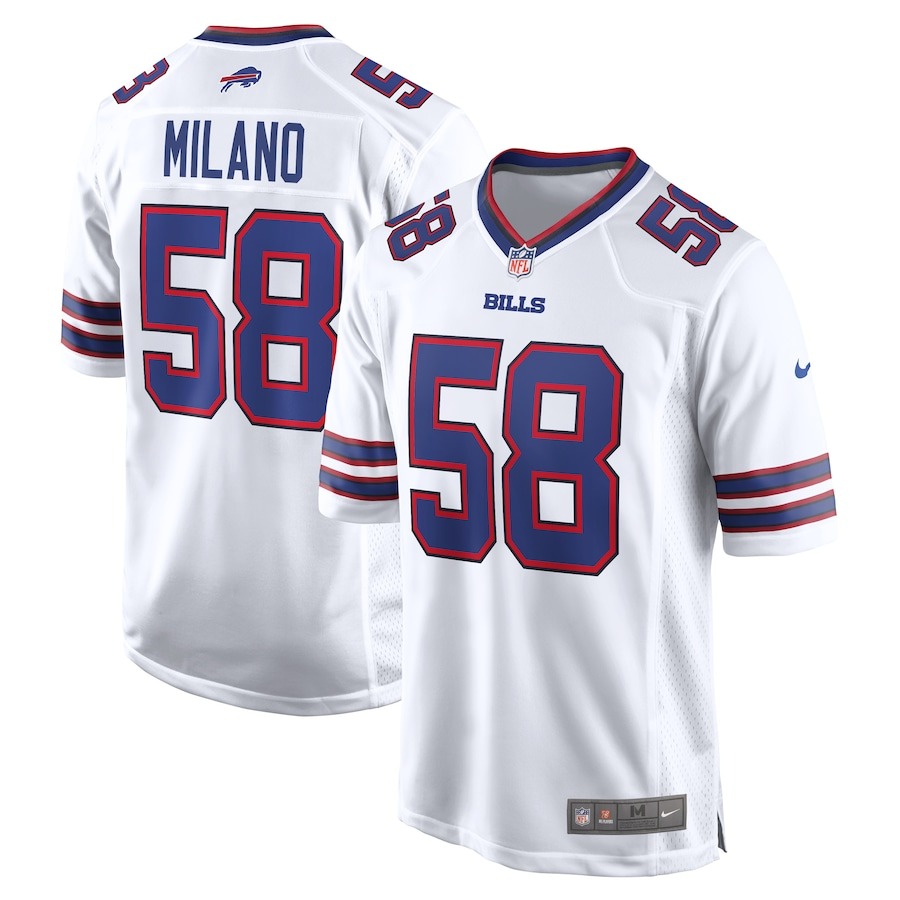 Men's Buffalo Bills Matt Milano Nike White Away Game Player Jersey - Jersey