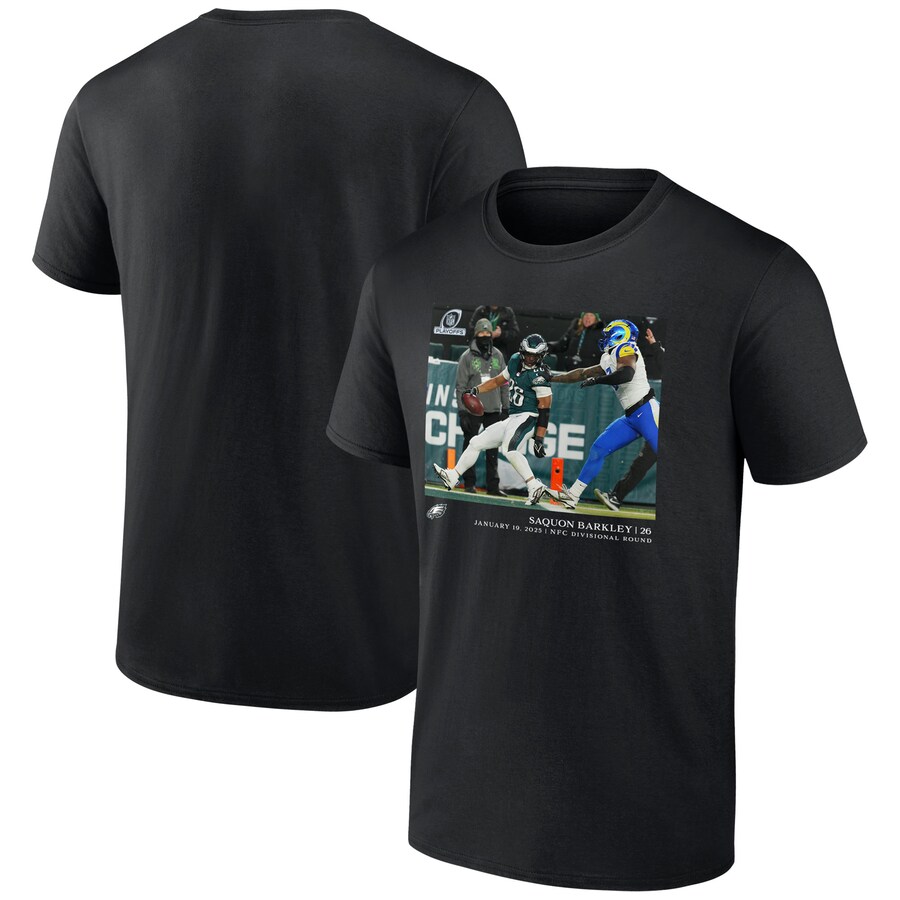 Men's Philadelphia Eagles Saquon Barkley Black NFL Flash Features Divisional Round T-Shirt - Jersey