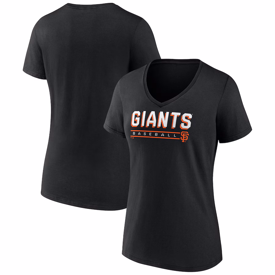 Women's San Francisco Giants Fanatics Black V-Neck T-Shirt - Jersey