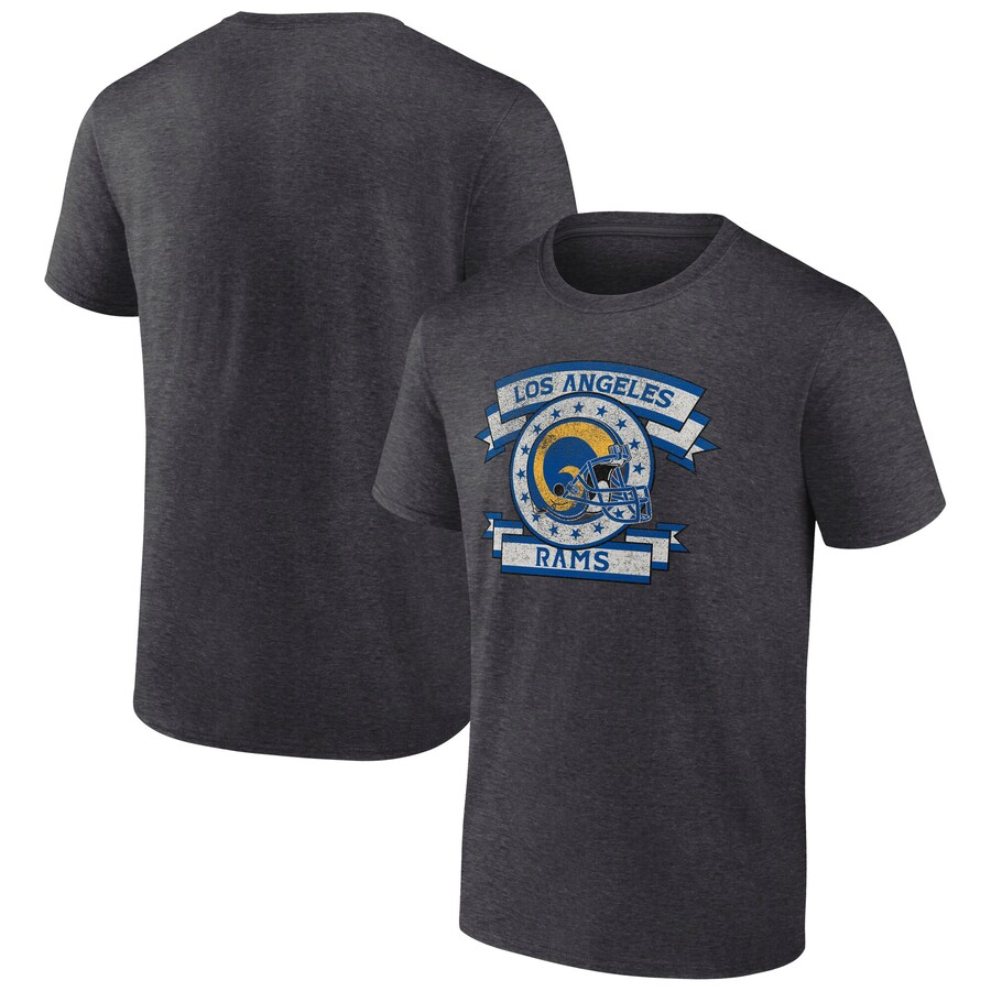 Men's Los Angeles Rams Fanatics Heather Charcoal Wingback Carry T-Shirt - Jersey