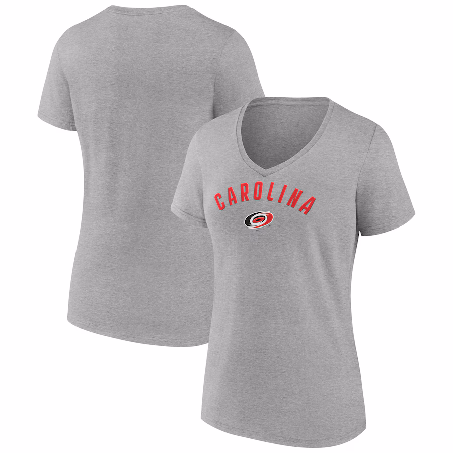 Women's Carolina Hurricanes Fanatics Gray V-Neck T-Shirt - Jersey
