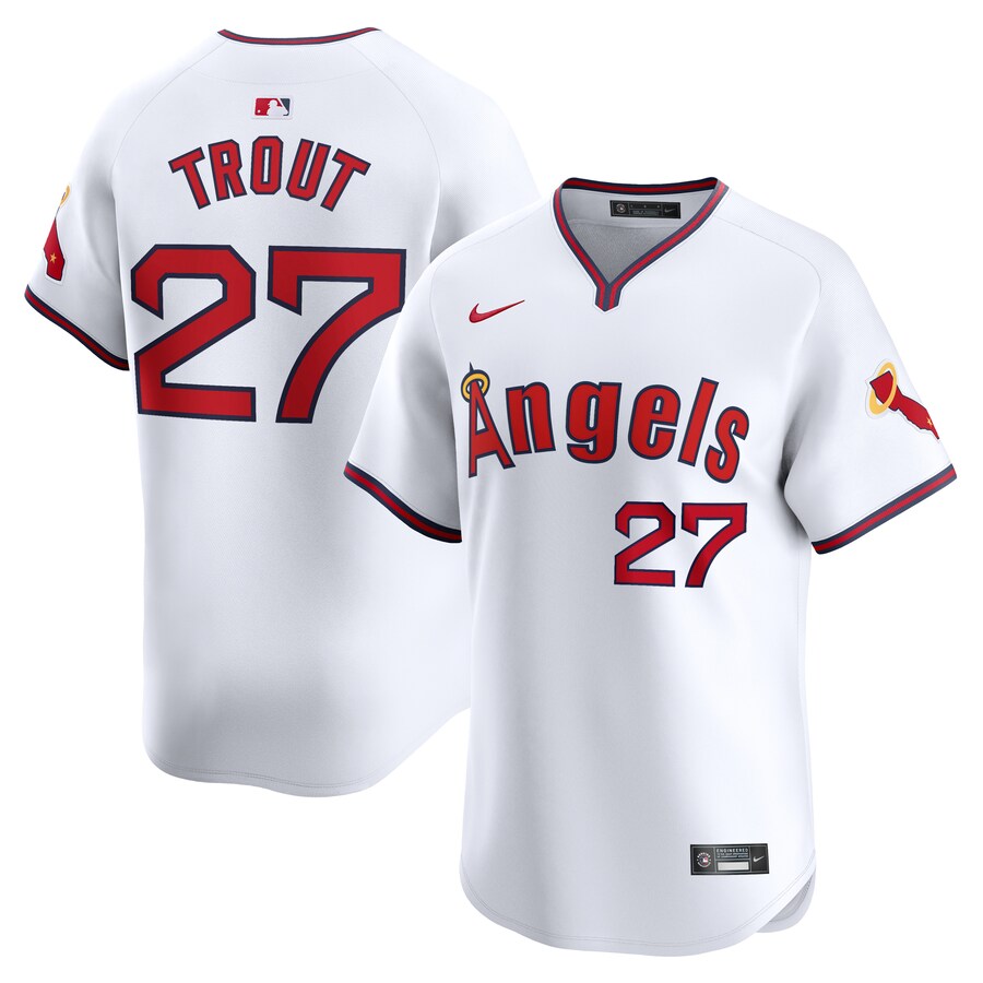 Men's Los Angeles Angels Mike Trout Nike White Alternate Limited Player Jersey - Jersey