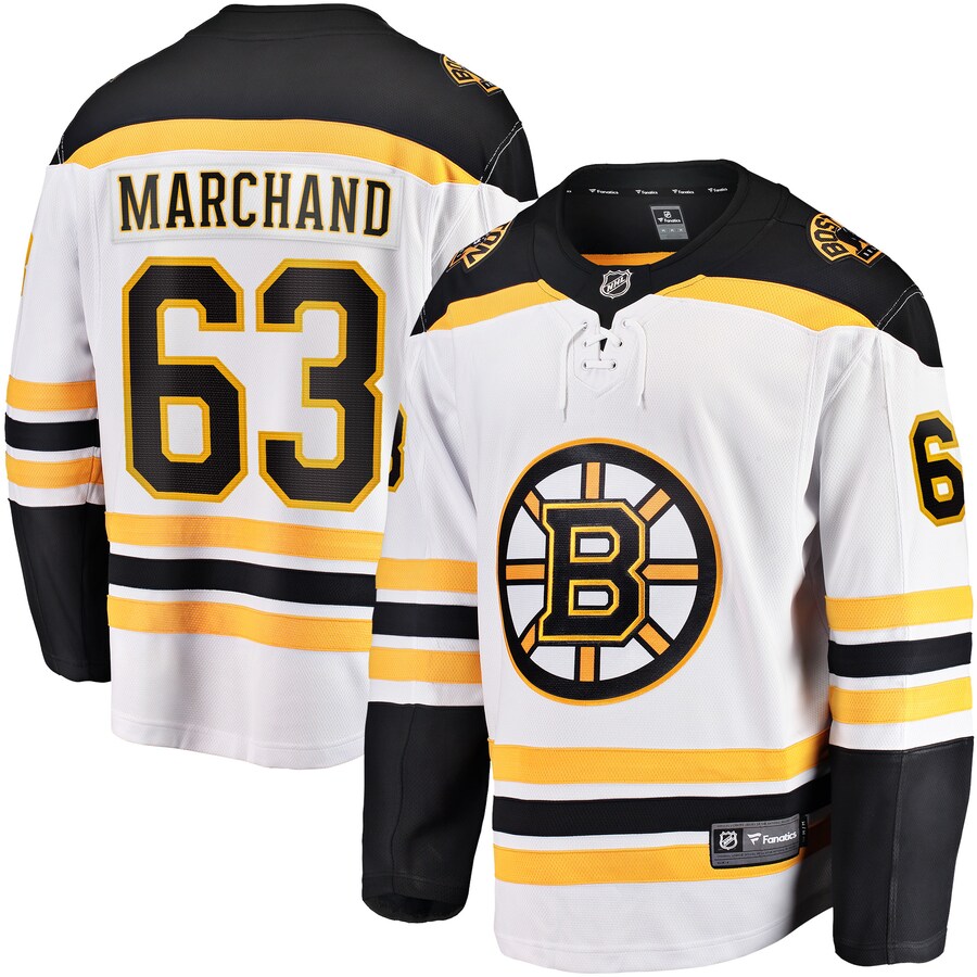Men's Boston Bruins Brad Marchand Fanatics Branded White Away Premier Breakaway Player Jersey - Jersey
