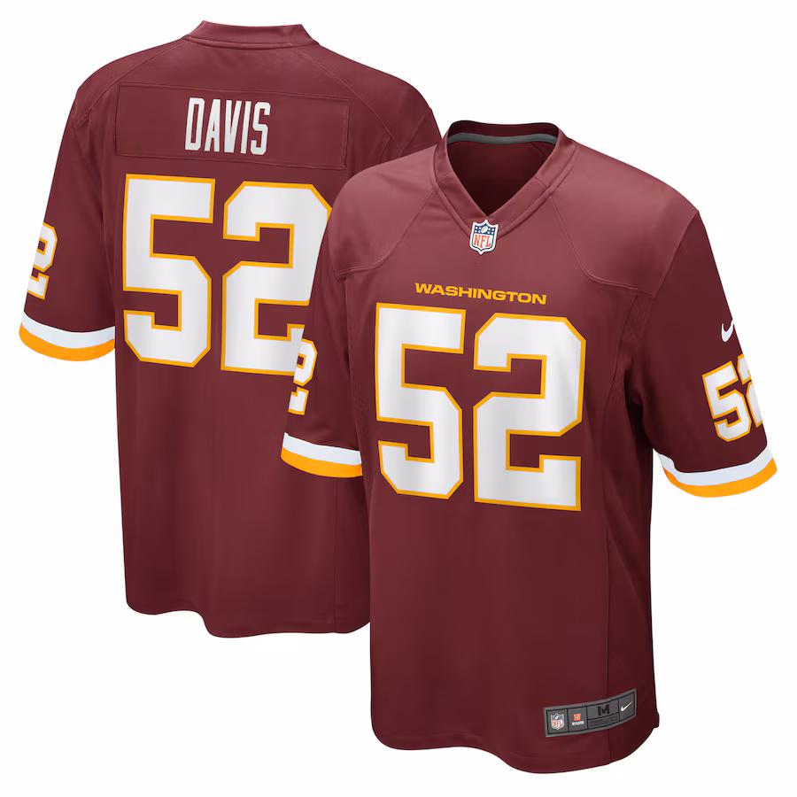 Men's Washington Football Team Jamin Davis Nike Burgundy 2021 NFL Draft First Round Pick Game Jersey - Jersey