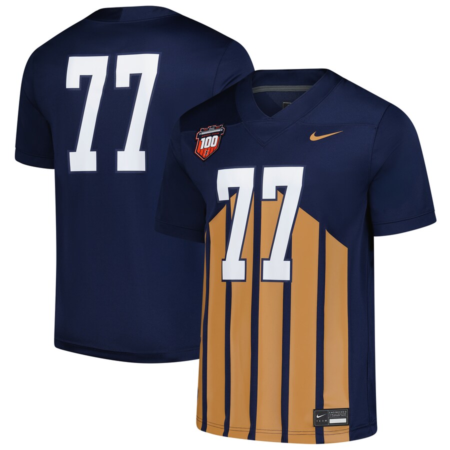Men's Nike #77 Navy Illinois Fighting Illini Untouchable Replica Football Jersey - Jersey