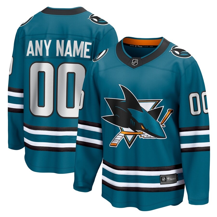 Men's San Jose Sharks Fanatics Branded Teal Home Breakaway Custom Jersey - Jersey