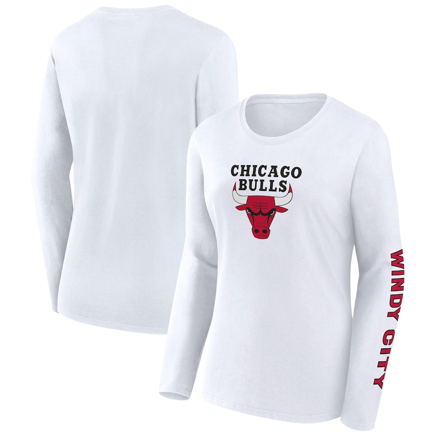 Women's Chicago Bulls Fanatics White Long Sleeve T-Shirt - Jersey