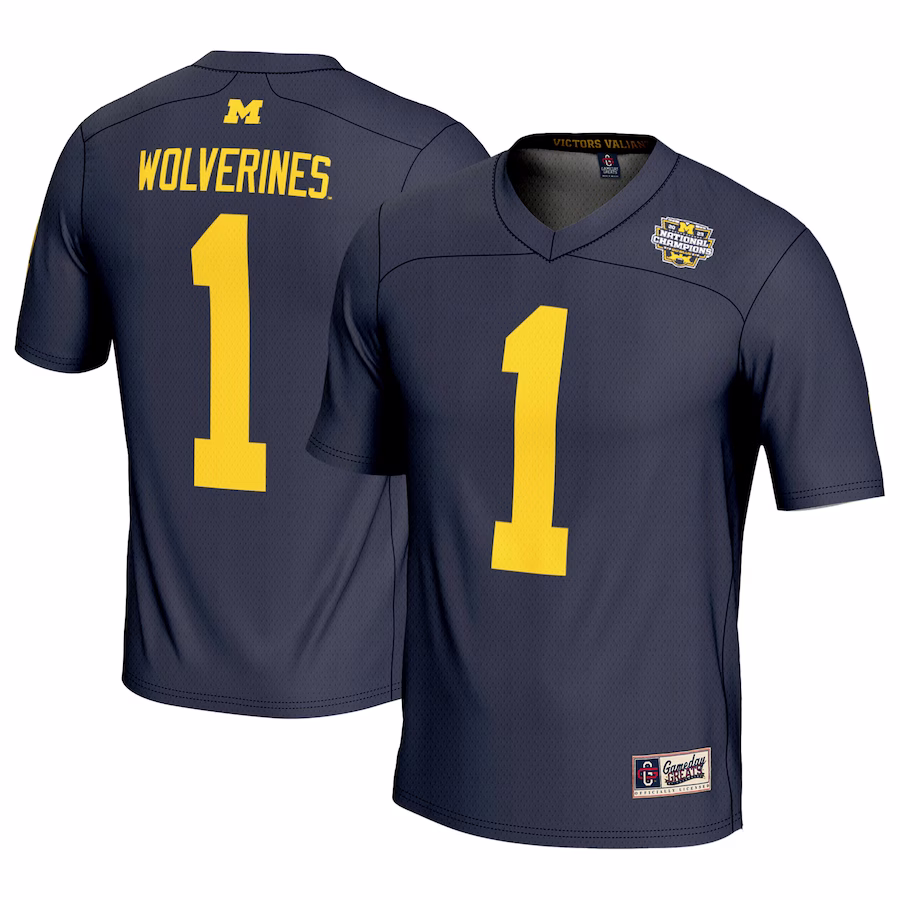 #1 Michigan Wolverines GameDay Greats College Football Playoff 2023 National Champions Lightweight Fashion Jersey - Navy - Jersey