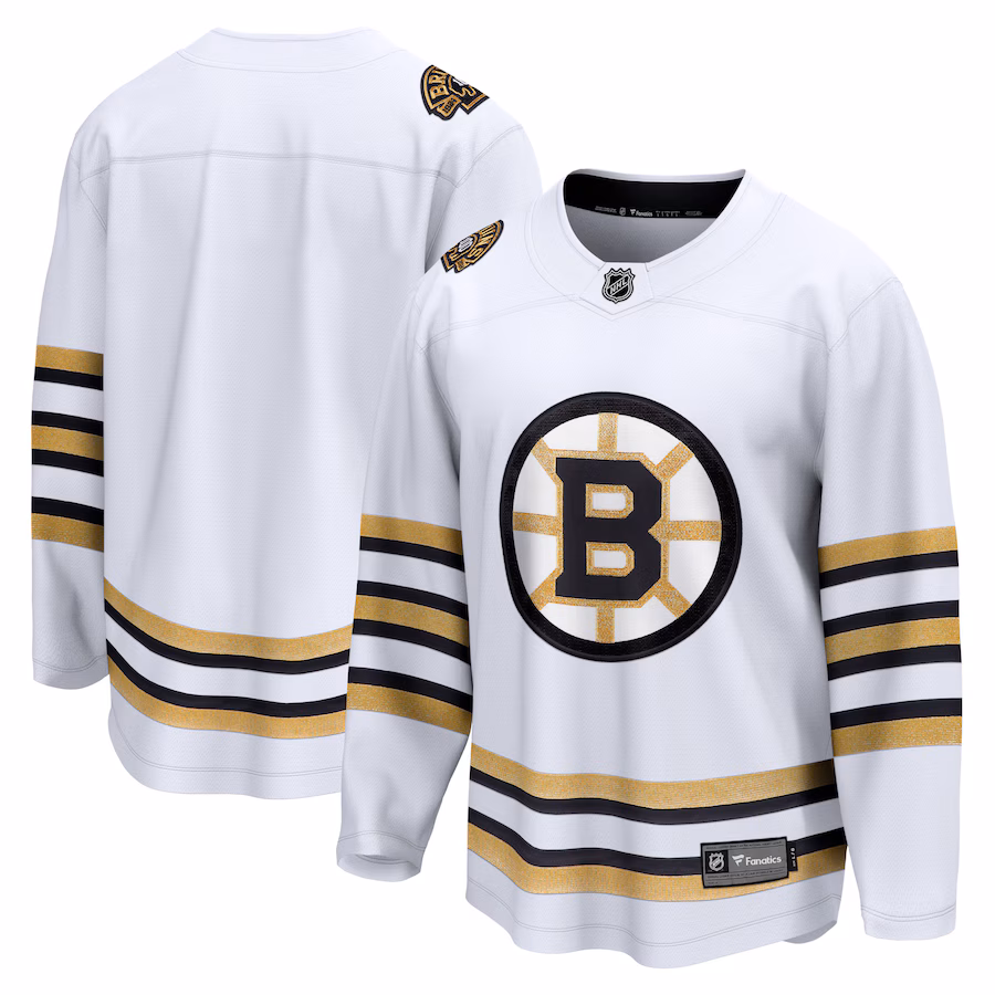 Men's Boston Bruins Fanatics White 100th Anniversary Premier Breakaway Jersey - Jersey