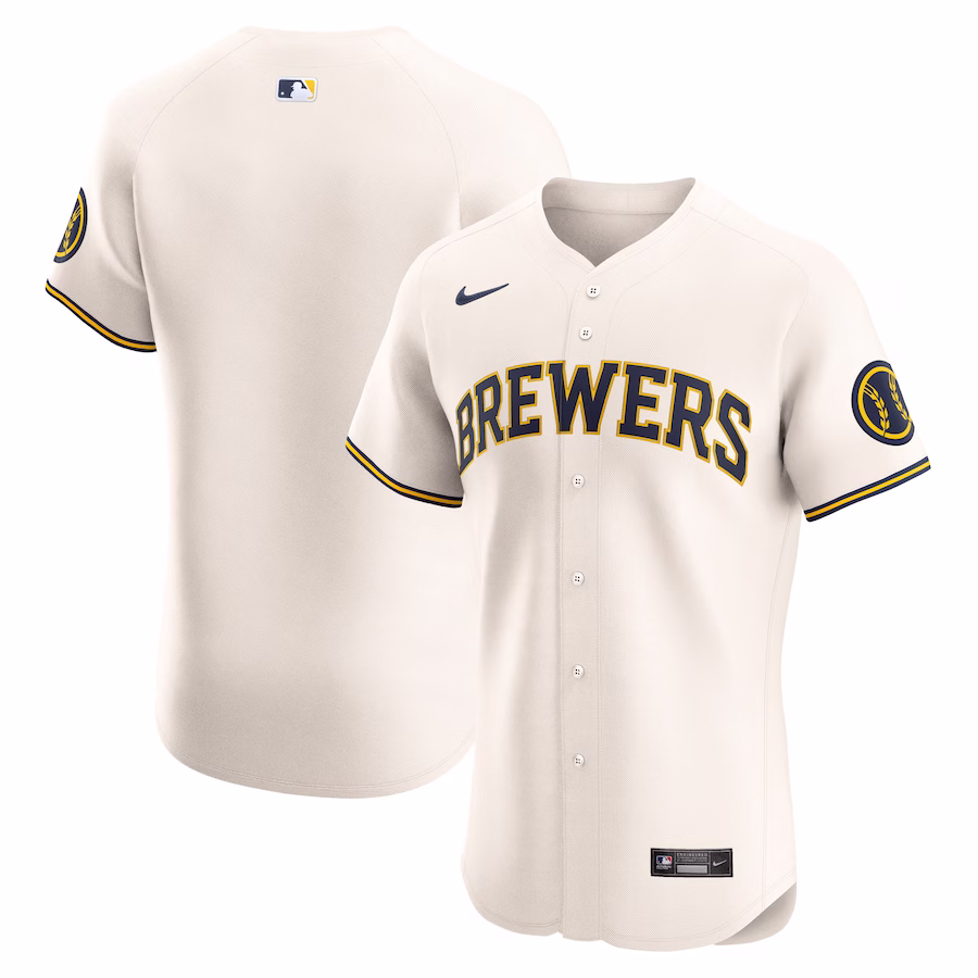 Men's Milwaukee Brewers Nike Cream Home Elite Jersey - Jersey