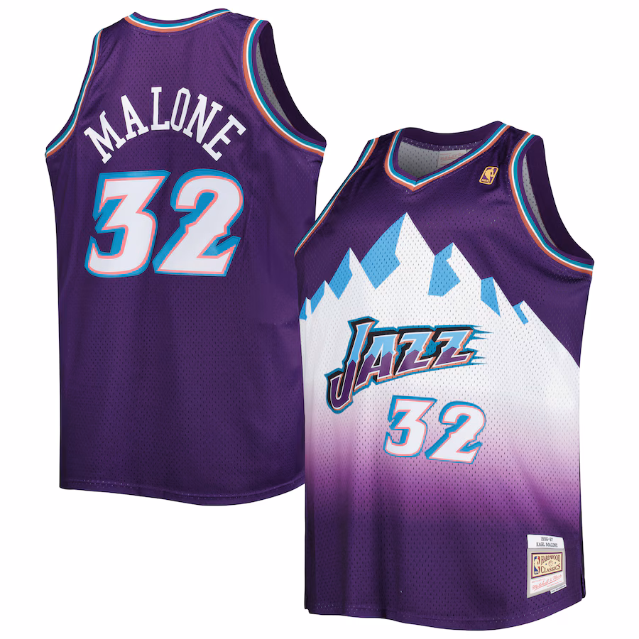 Men's Utah Jazz Karl Malone Mitchell & Ness Purple Big & Tall Hardwood Classics 1996/97 Swingman Jersey - Jersey